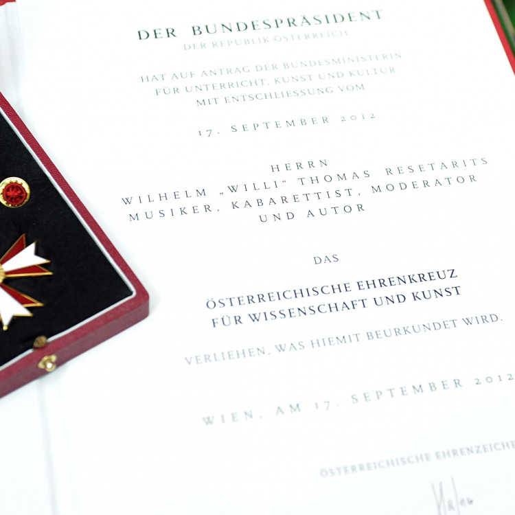 Vorschau Verleihung des Österreichischen Ehrenkreuzes für Wissenschaft und Kunst an Willi Resetarits